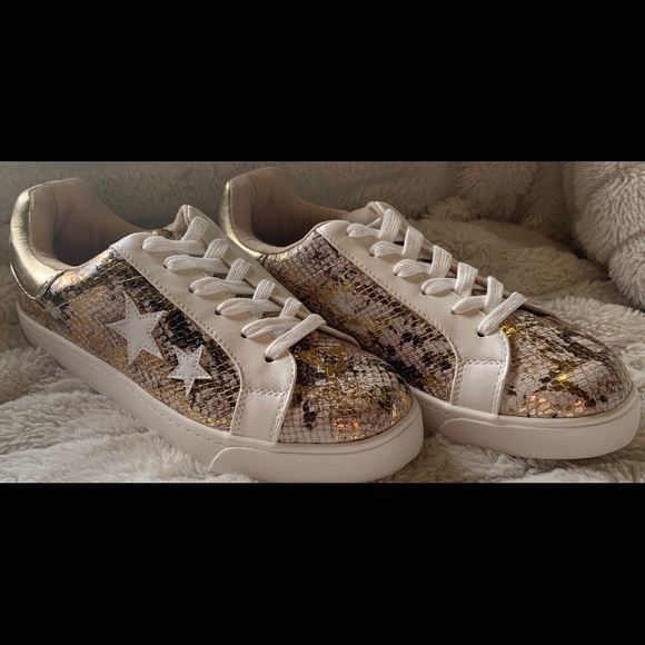 Shoes - Gold python star slip on sneakers NWT